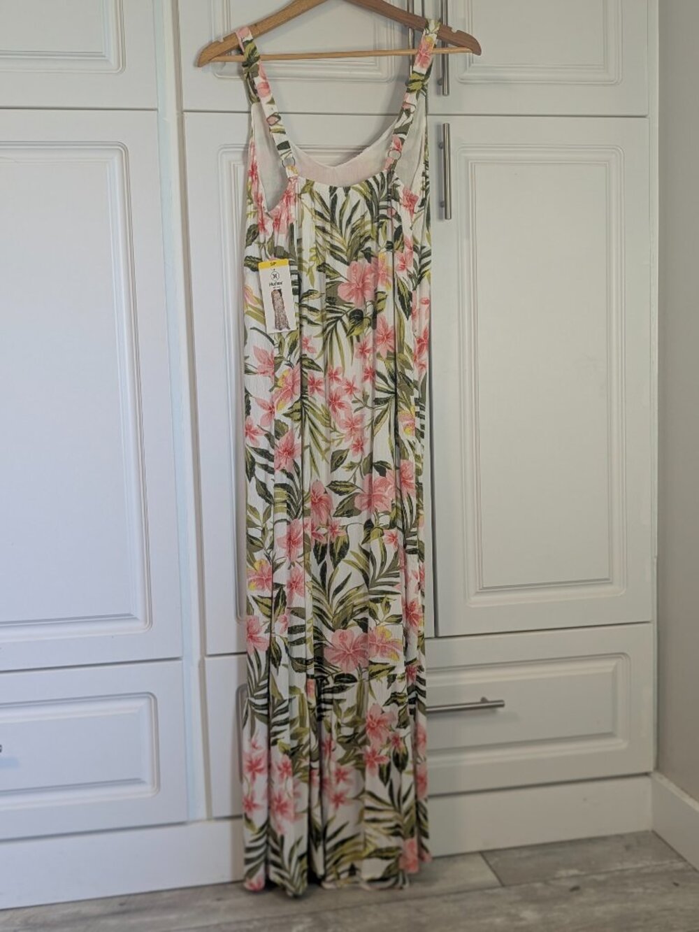 Hurley Pink Green Tropical Floral Empire Sleeveless Maxi Dress S Coastal Resort - Picture 6 of 15